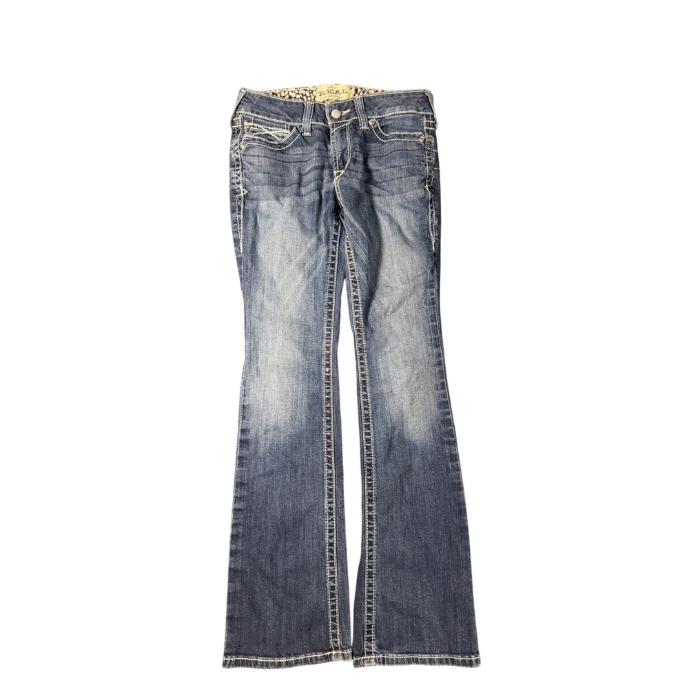 Ariat Real Denim Womens 29R Bootcut Jeans Medium Wash Embroidered Pockets 1058